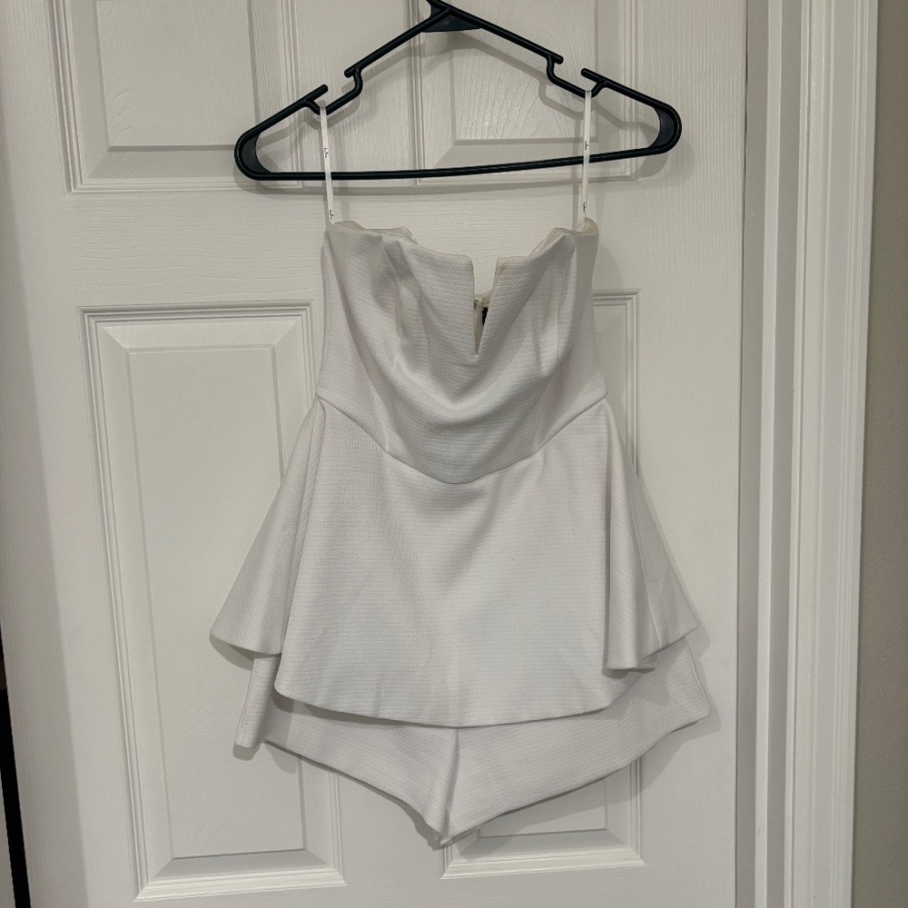 Strapless white romper from Lulu